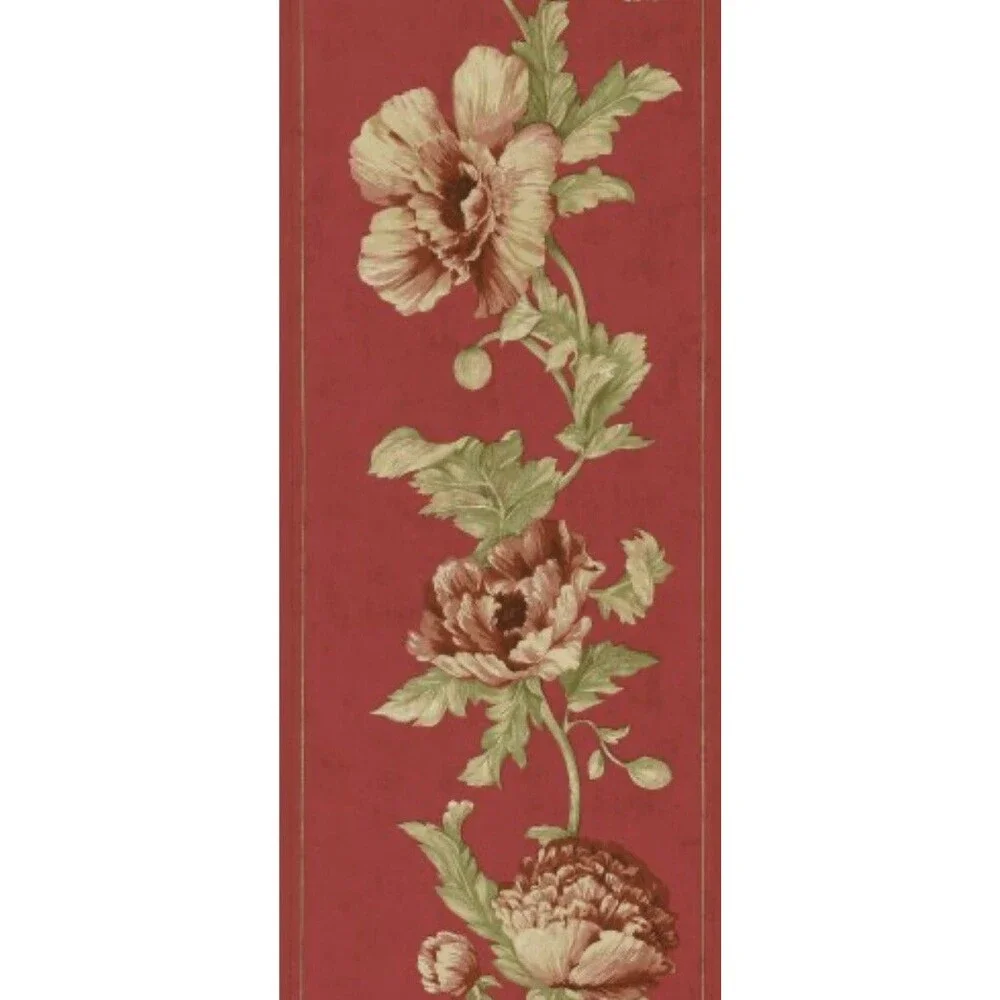 Vintage Red Imperial Wild Poppies wallpaper border 3 count